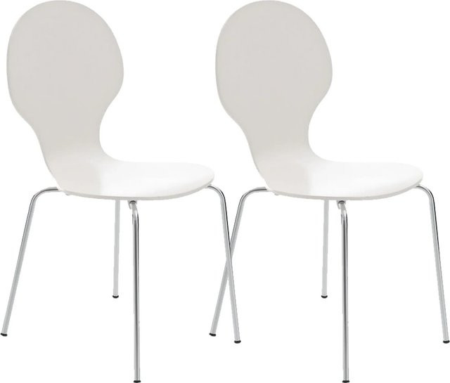 DELUKE 2er Set Besucherstuhl ATHENS Konferenzstuhl und Bürostuhl aus Holz und Metall in Weiß, B/T/H: 43 x 45 x 86 cm - Bild 1
