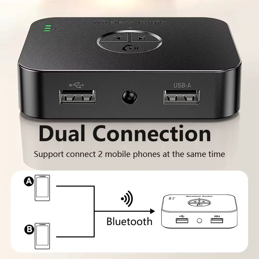 kebidumei Bluetooth 6.0 Audio Receiver in Schwarz mit 3,5mm AUX und RCA Stereo Anschluss für verlustfreies Musikstreaming sowie U-Disk Unterstützung für Auto und Lautsprecher - Bild 3