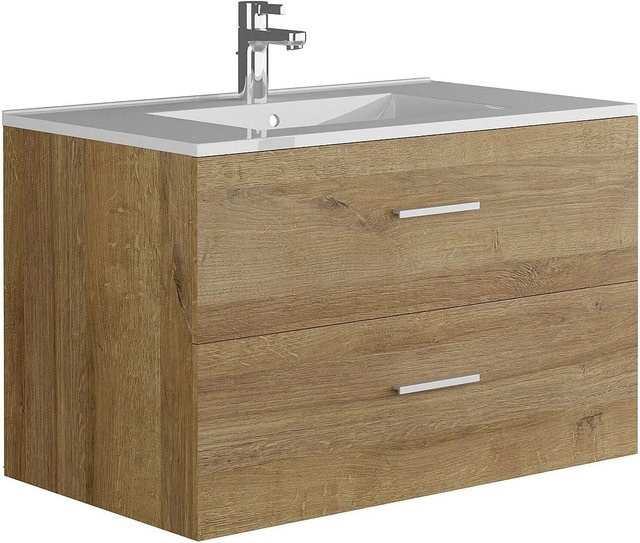 Einzelwaschtisch Kayla von Vente-unique in Naturfarben Beige und Braun, Breite: 80 cm - Bild 1