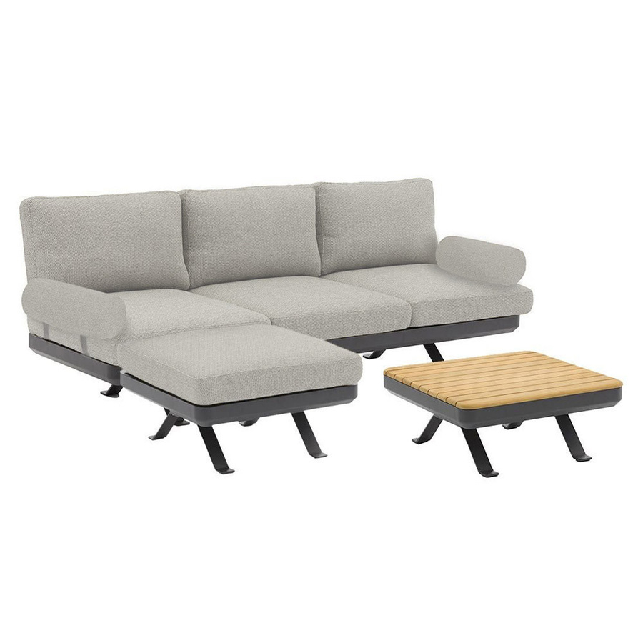 Zebra Sky Lounge 3-Sitzer Set Camden Grey mit Hocker und Lounge Tisch mit Teak Platte - Bild 3
