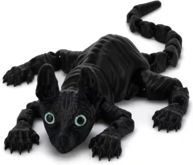 IYUEQIANLI Sphynx-Katze, 3D-gedruckte Figur, schwarz, Gelenkiges Fidget-Spielzeug - Bild 1