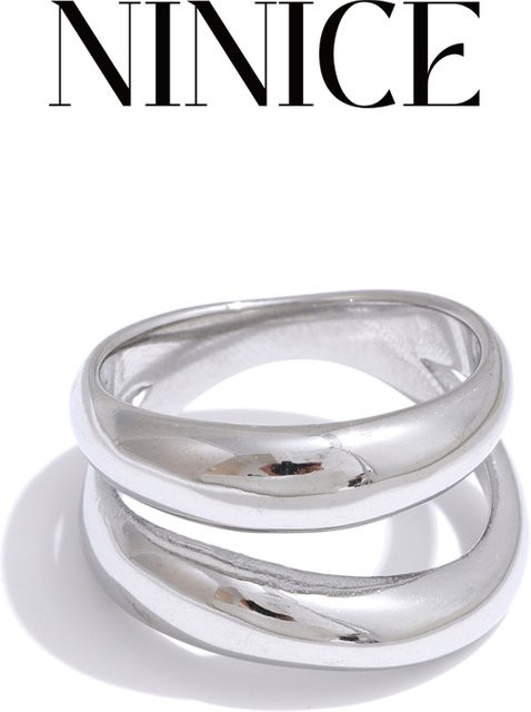 NiNice Kettenring, Edelstahl, 18 Karat PVD-beschichtet, Damen - Bild 1