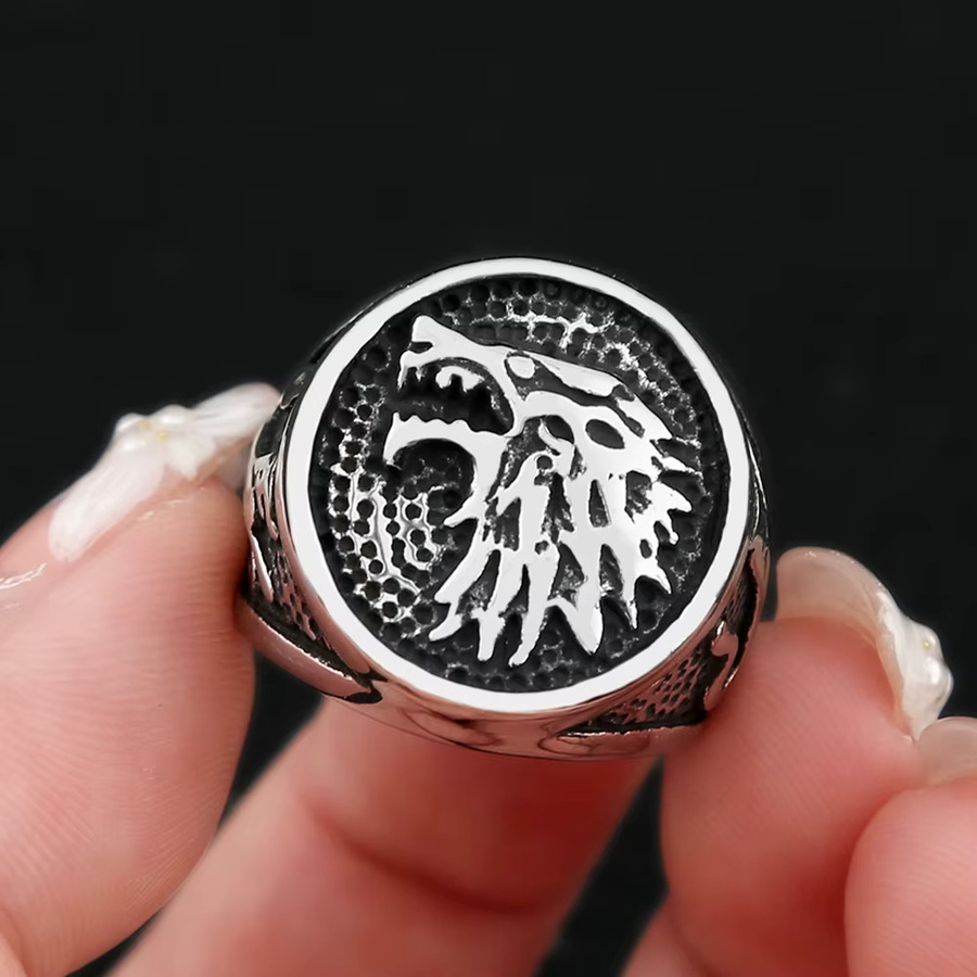 NORTHMAN Ring Edelstahl, Wolf, Herren, Silber, Vintage - Bild 2