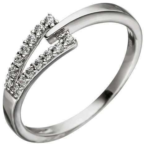 Colfem Ring 333 Weißgold, 14 Zirkonia, Damen, Ringgröße 50 - Bild 1