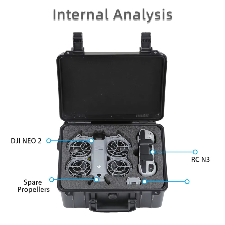 Tragbare Sicherheitsbox für DJI NEO 2 und DJI RC N3, explosionsgeschützte Hartschalen-Tragetasche in Schwarz - Bild 3