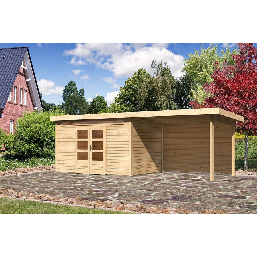 Karibu Holz-Gartenhaus Kumla 7 mit Pultdach in Natur, Unbehandelt, B/T: 360 x 240 cm - Bild 2