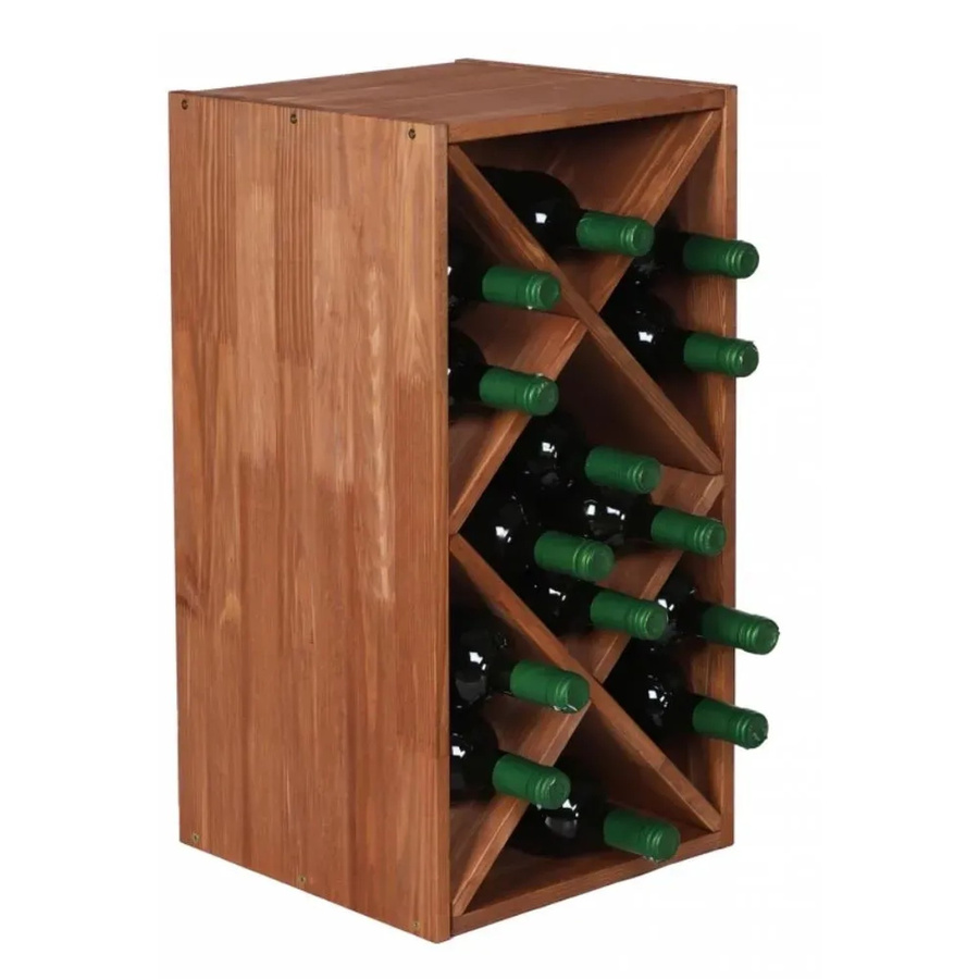 PROREGAL Modulares Weinregal Vincellar Rauten Modul aus massivem Kiefernholz, Braun geölt, H x B x T: 30 x 60 x 30 cm - Bild 2