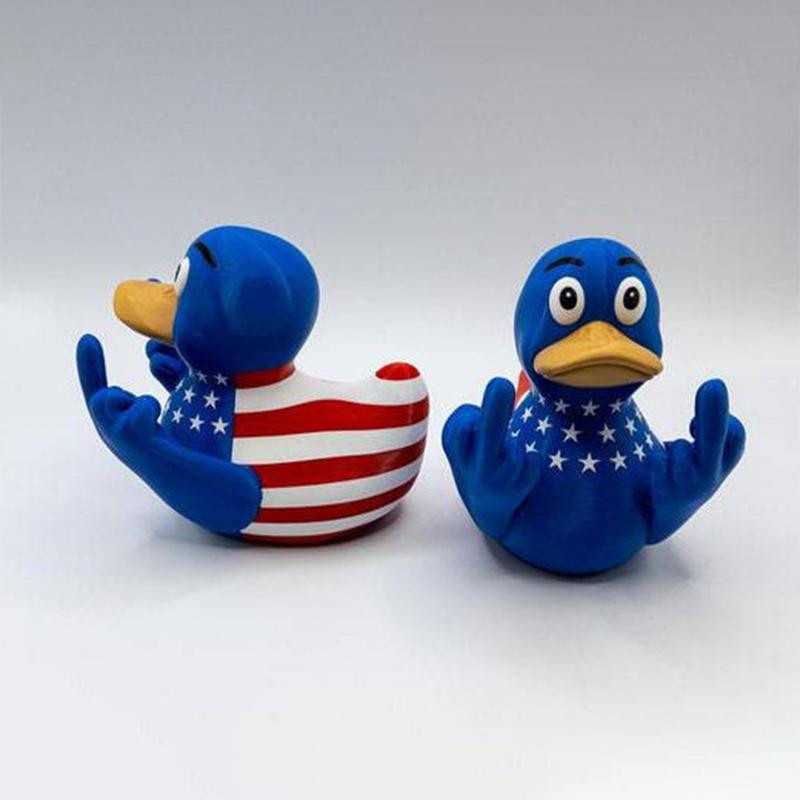 Yiran Furniture Gummiente mit US-Flaggenmuster in Gelb als Dekoration für das Armaturenbrett deines Autos oder LKWs - Bild 2