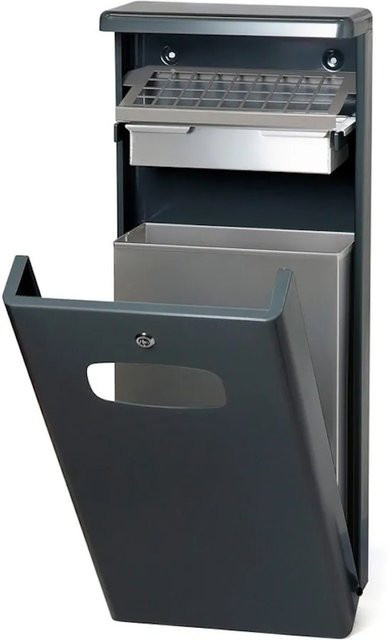 PROREGAL Kombiascher mit Bedachung für den Außenbereich aus Aluminium, Anthrazit, H x B x T: 95 x 40 x 19 cm - Bild 1