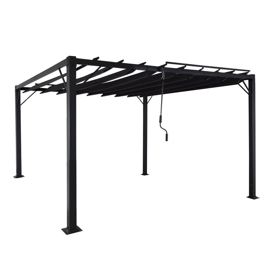 MCW Pergola L40 Lamellen-Pavillon Terrassenüberdachung mit drehbarem Lamellendach aus Stoff und Alu-Gestell, B/T: 300 x 300 cm, anthrazit - Bild 3