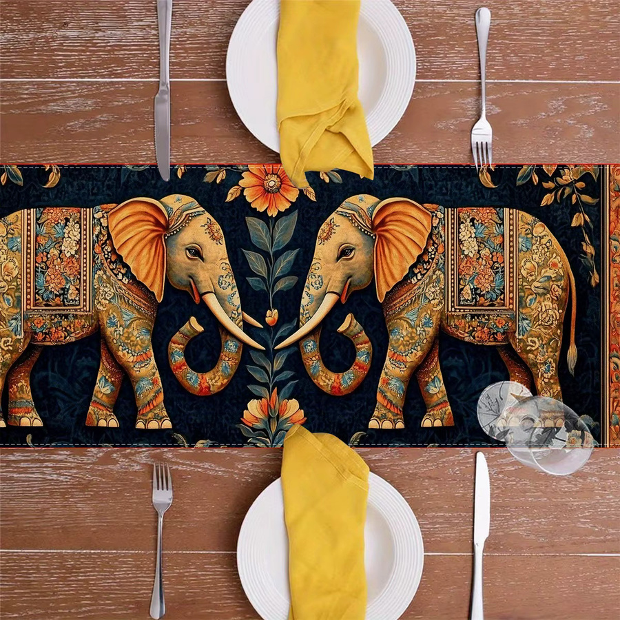 ZZN Tischläufer im Boho-Stil mit indischem Elefanten-Muster, rechteckig, B/H: 183 x 33 cm - Bild 5