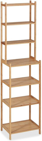 Relaxdays Badregal aus Bambus Natur, freistehendes Regal mit 7 Ablagen, Farbe Braun, H x B x T: 180 x 44 x 33 cm