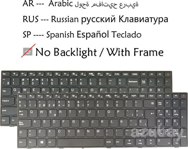 Lenovo Laptop-Tastatur für Ideapad 110-15ISK 110-17ACL 110-17IKB in Schwarz mit russischem und arabischem Layout - Bild 1