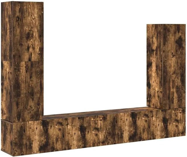 vidaXL 4-teiliges TV-Schrank-Set aus Holzwerkstoff in Räuchereiche, Braun, Wandmontage für dein Wohnzimmer - Bild 1