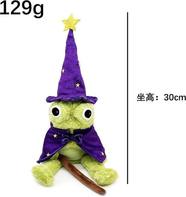 Mondlicht-Herrenhaus Frosch-Zauberer, Plüschtierpuppe, Grüner Frosch mit Zauberstab und lila Hut, 30cm - Bild 1
