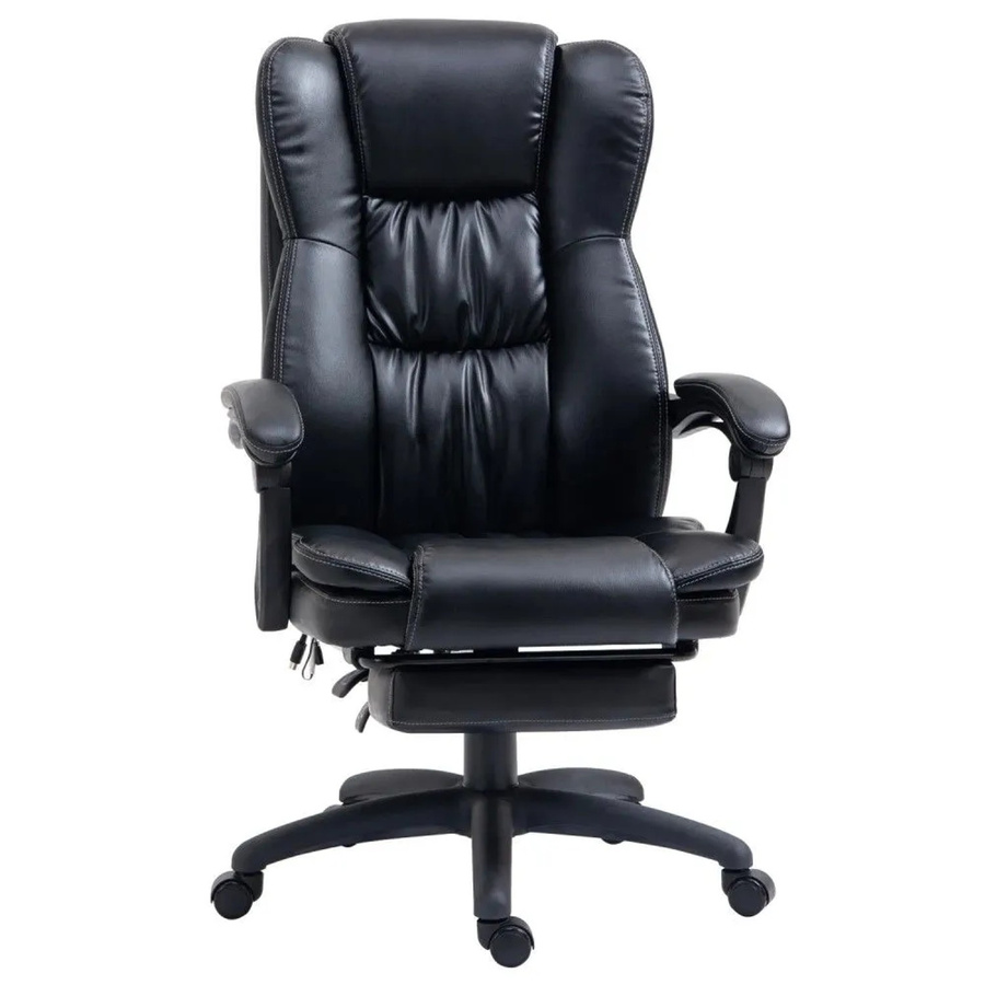 Vinsetto Bürostuhl mit Massagefunktion und Fußstütze in Schwarz aus Kunstleder, B/T/H: 68,5 x 68,5 x 120 cm - Bild 2