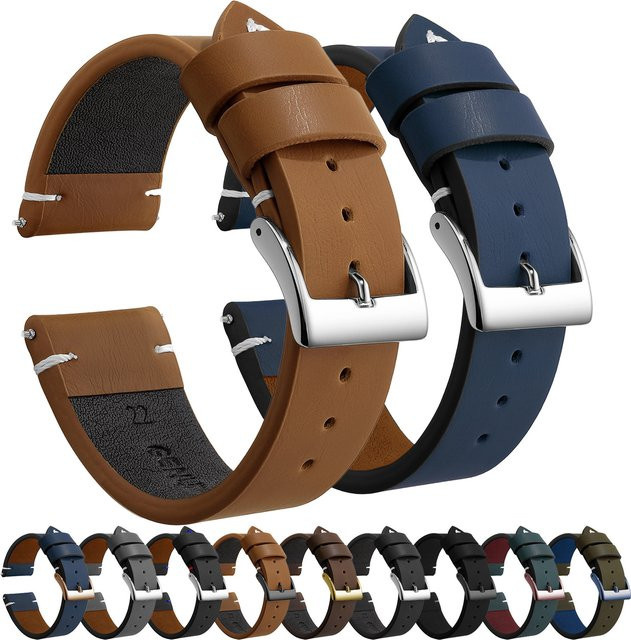 SAMCO Uhrenarmband Leder, Edelstahl Schnalle, Herren Damen - Bild 1