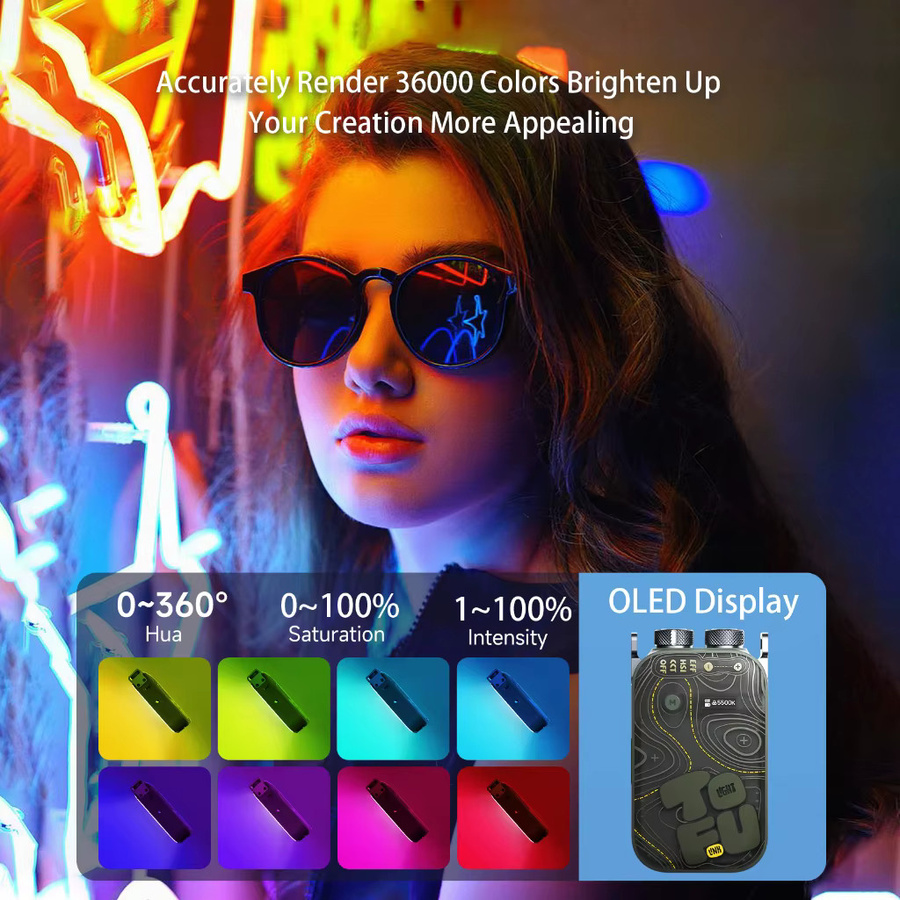 PHOTOOLEX 12W RGB LED-Kameralicht mit Magnetbefestigung und 21 Lichteffekten für Vlogs - Bild 4