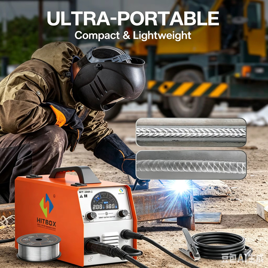 HITBOX 4-in-1 Synergic MIG-Schweißgerät MT2000II mit Dualspannung 110V/220V, Gas/Gaslos MIG MMA Lift TIG IGBT Inverter, tragbares digitales Schweißgerät für Metallarbeiten und Automobilreparaturen - Bild 2