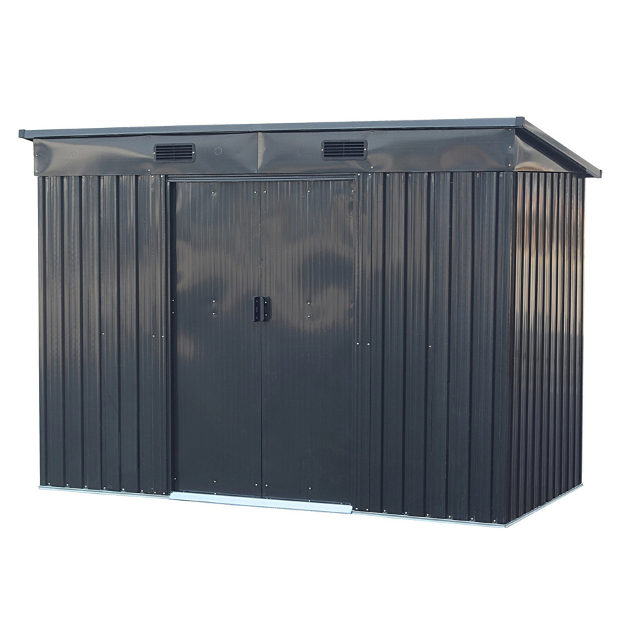 Tepro Metallgerätehaus Multi Shed Large mit 2 Schiebetüren und Pultdach, Anthrazit, B: 261 cm, T: 132 cm, H: 181 cm - Bild 2