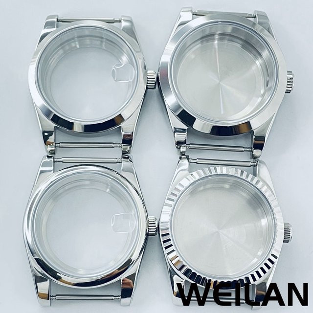 ANGLANG Uhrengehäuse Edelstahl, Silber, Saphir, 36mm 40mm, Unisex - Bild 1