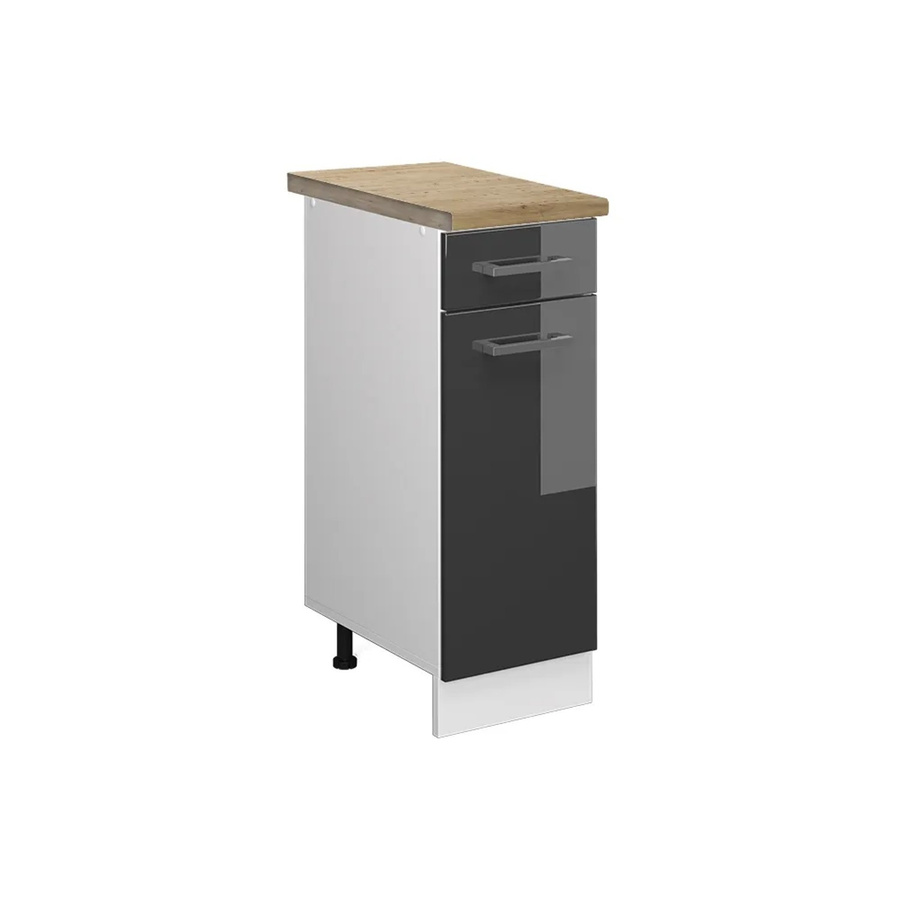 Vicco Küchenunterschrank R-Line in Anthrazit Hochglanz und Weiß mit Eiche-Optik, B: 30 cm, H: 81,6 cm, T: 60 cm - Bild 2