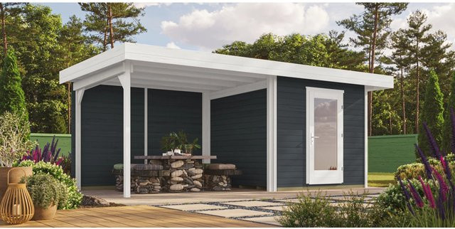 OBI Outdoor Living Holz-Gartenhaus Florenz mit Flachdach in Anthrazit, B/T: 530 x 314 cm - Bild 1