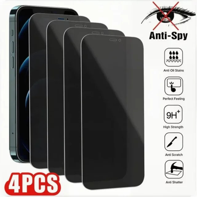 4 Stück Anti-Spy Sichtschutz-Displayschutzfolien für Apple iPhone in Schwarz - Bild 1