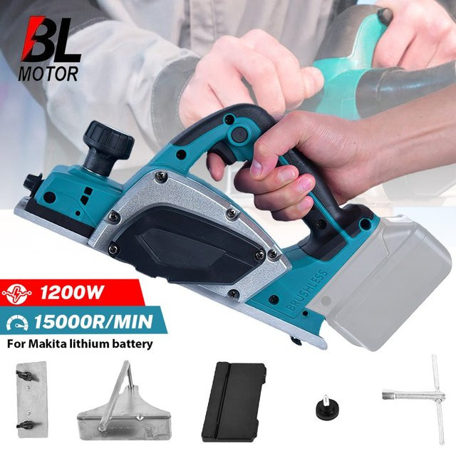 Makita Bürstenloser elektrischer Hand-Holzhobel Kabellose Hobelmaschine in Blau für 18 V Akku mit 15000 U/min - Bild 1