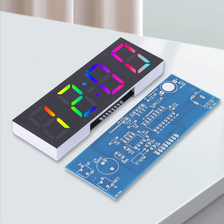 ALLOYSEED DIY Digitaluhr Kit mit Display, Datum, Wochentag, Temperatur und Alarm in Multicolor - Bild 3