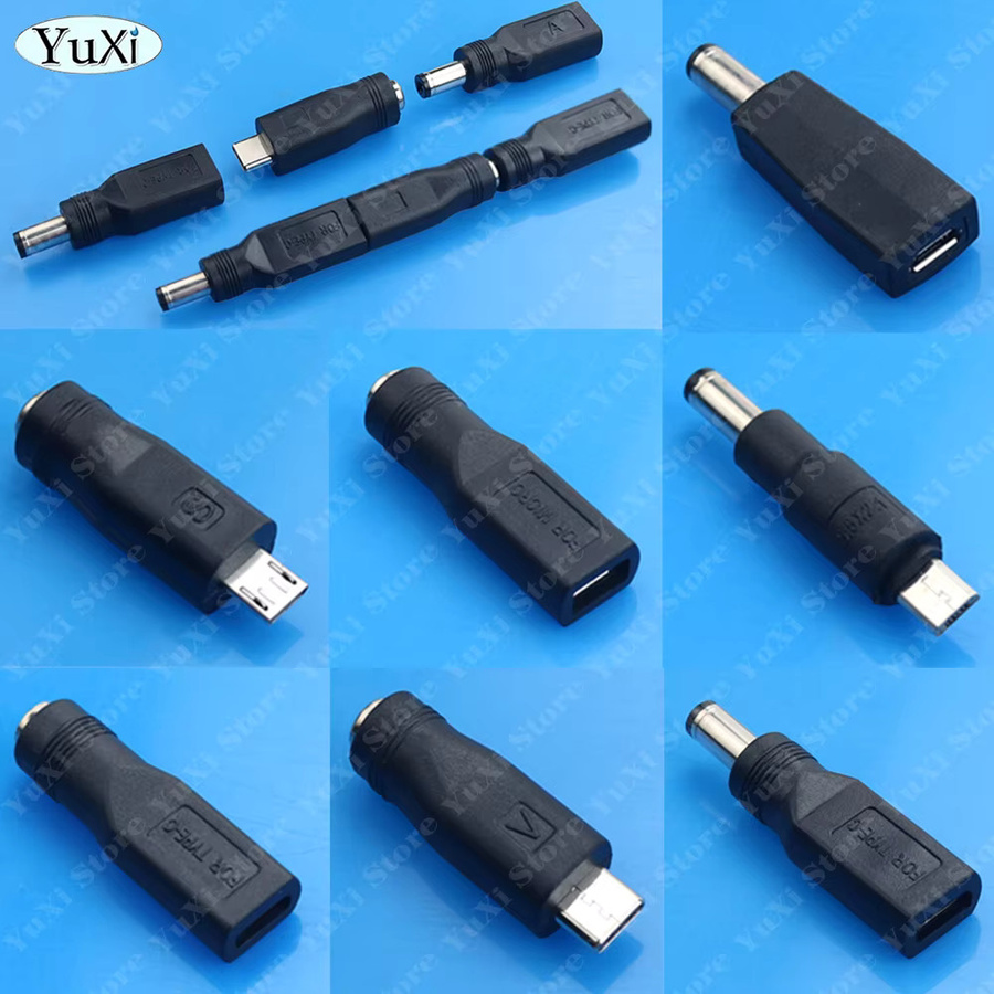 YuXi USB-C und Micro-USB auf DC 5,5x2,1mm Stromadapter in Schwarz - Bild 3