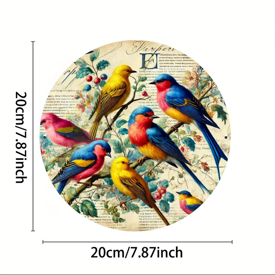 Runde Metallwandkunst von Potdemiel mit Vogeldesign und floralen Elementen in Multicolour, Durchmesser: 20,32 cm - Bild 2