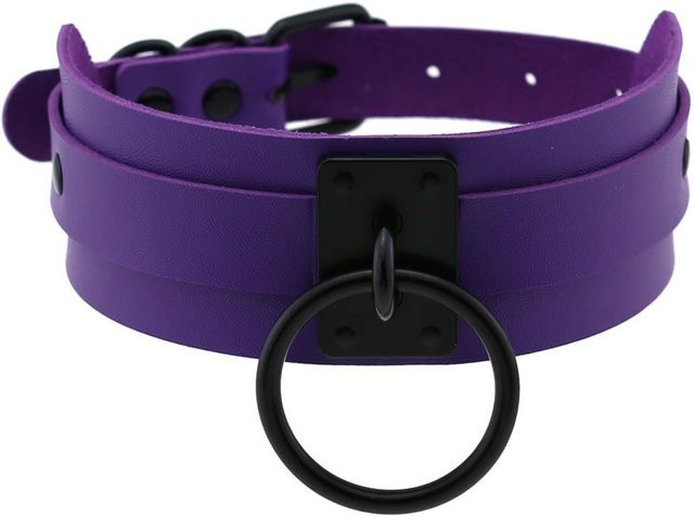 YIRAN Choker Halskette, Leder, Schwarz, Nieten, Unisex - Bild 1