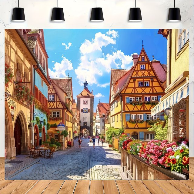 VIKAMA Wandteppich Bayerische Straßenszene Oktoberfest Wandbehang Multicolour B: 40 cm, H: 40 cm - Bild 1
