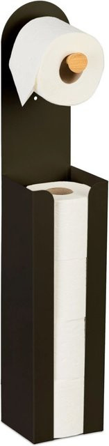 Relaxdays Toilettenpapierhalter aus Bambus in Schwarz, freistehend 2 in 1, H x B x T: 66 x 12 x 11 cm - Bild 1