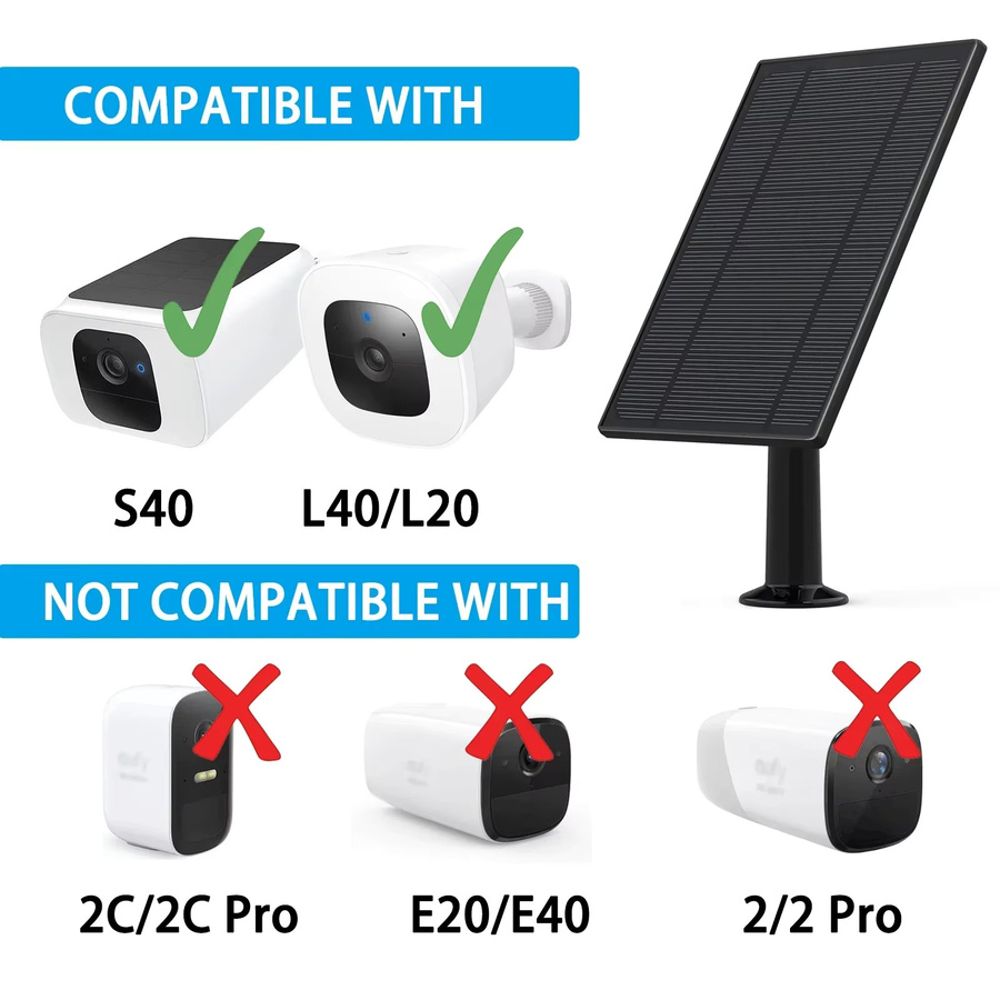 Eufy Solarpanel-Ladekabelhalterung in Schwarz für SoloCam S40, L20, L40, S340, C210, S220 und S330/S300 - Bild 2