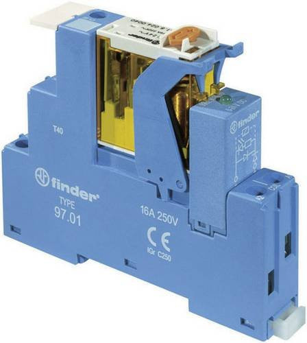 Finder Relaisbaustein 4C.01.9.024.0050 Blau, Nennspannung: 24 V/DC, Schaltstrom: 16A, 1 Wechsler - Bild 1