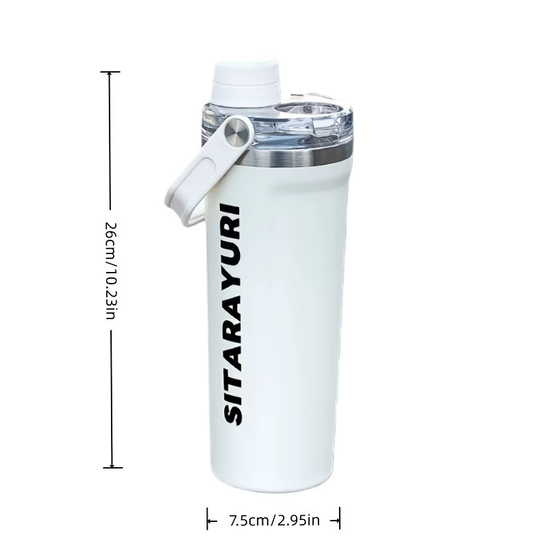 VRIUKNT Isolierte Wasserflasche mit Magnetdeckel und Griff in Braun und Weiß, 800 ml - Bild 4