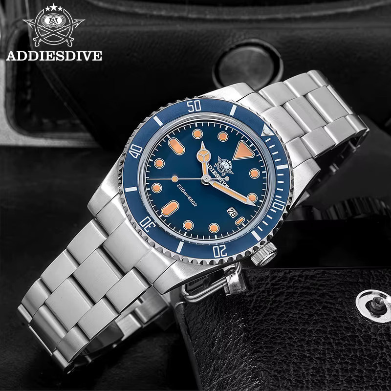 ADDIESDIVE Taucheruhr, Quarz, Edelstahl, 39 mm, Herren, Blau - Bild 2
