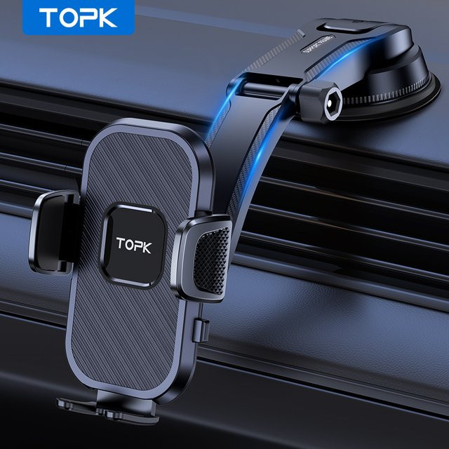 TOPK Autotelefonhalter Armaturenbretthalterung mit Saugnapf in Schwarz, universeller Handy-Ständer für iPhone und Samsung - Bild 1