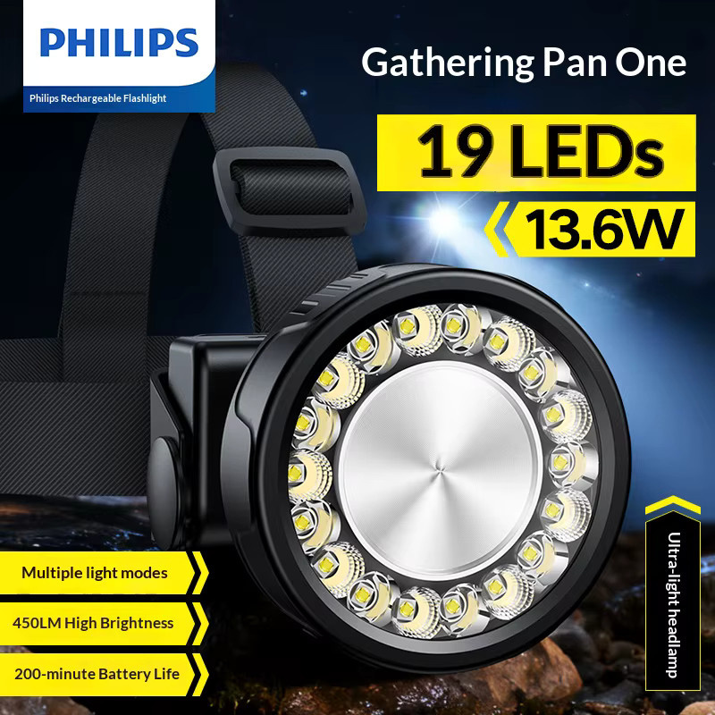 Philips LED-Scheinwerfer mit 450 Lumen, wiederaufladbare Outdoor-Laterne mit 19 Lampenperlen in Schwarz - Bild 2
