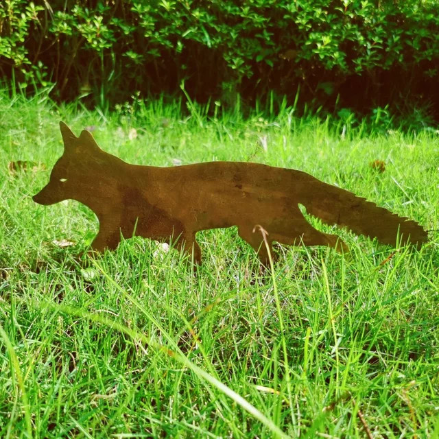 CIFBUY Gartenpfahl Fuchs aus Metall in Braun als rustikale Außendekoration - Bild 1