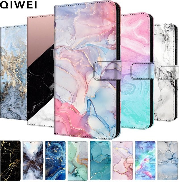 Marmor Leder Flip Case Wallet Book Cover für Samsung Galaxy A55 5G, A15 4G/5G, A25 5G und A05 in Multicolour - Bild 1