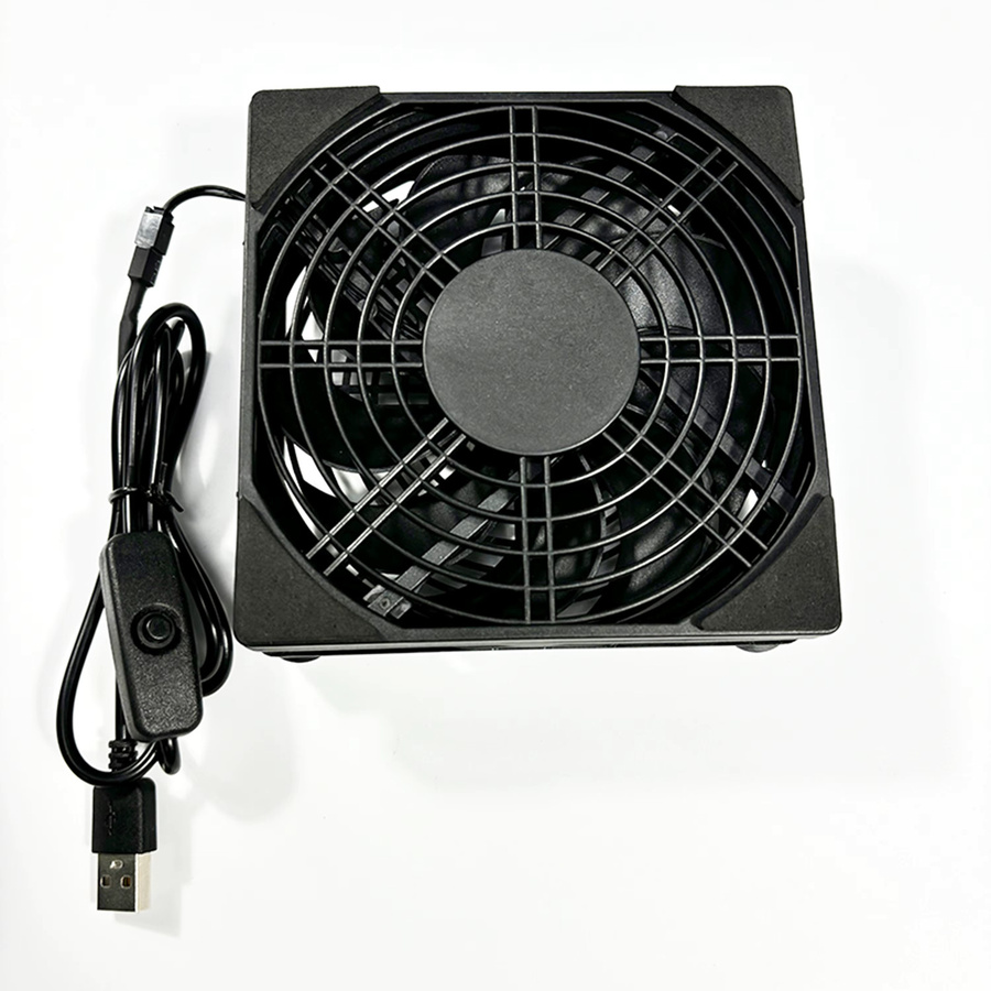 AuyiHomu USB-Lüfter mit Schalter und doppelseitigem Netzgewebe in Schwarz für Router, Modem, TV-Box und PC - Bild 3