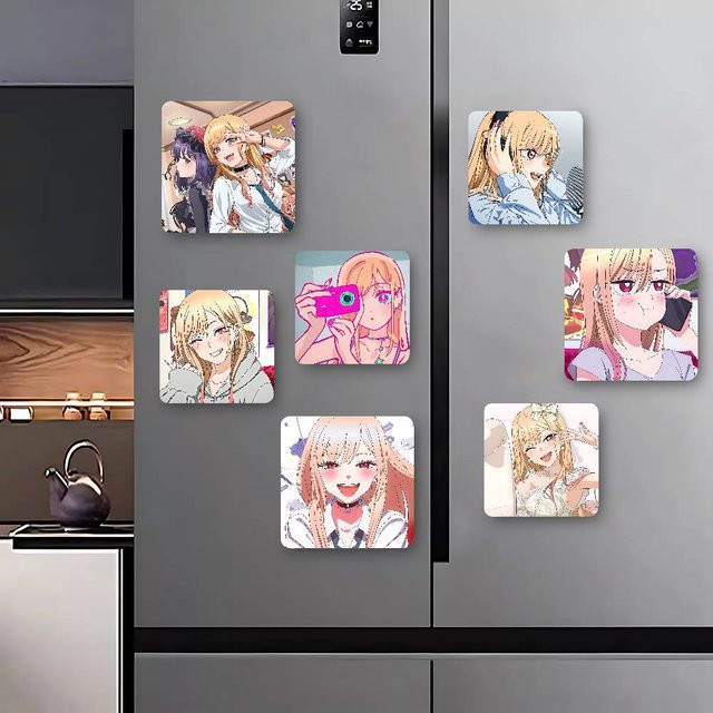 Anime My Dress Up Darling Kühlschrankmagnet, kreativer magnetischer Aufkleber in Multicolour, quadratisch - Bild 1