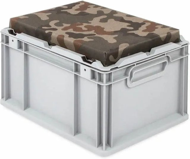 PROREGAL Eurobox NextGen Seat Box Camouflage Sitzbox aus Kunststoff, Farbe: Grau, H x B x T: 26,5 x 30 x 40 cm - Bild 1