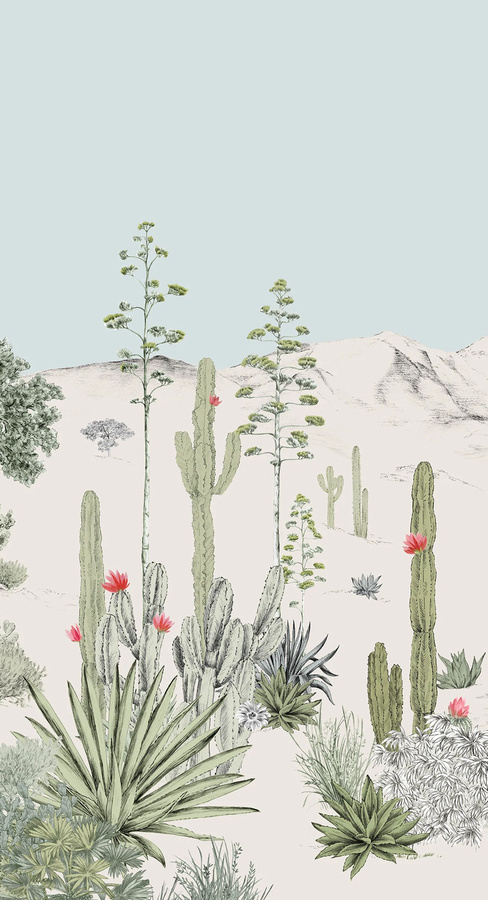 Isidore Leroy Wandtattoo Mural Succulentes Pastel Panel B in Grün und Multicolour aus Vlies - Bild 1