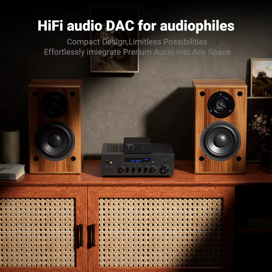 NEOHIPO DC10 Hi-Res USB DAC Decoder in Schwarz mit ES9028Q2M Chip, unterstützt DSD256/768kHz, 116dB SNR, USB, Koaxial und Optischer Eingang zu RCA-Ausgang - Bild 2
