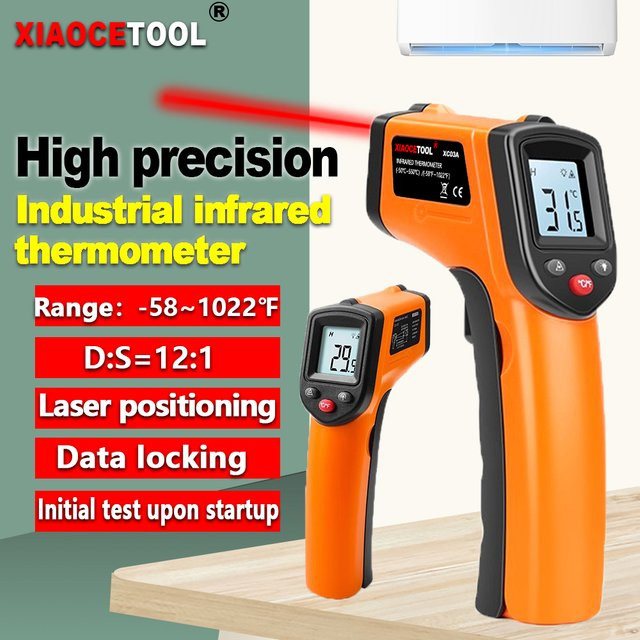 BSIDE Digitales Infrarot-Thermometer als berührungsloses Pyrometer für den industriellen Einsatz, Messbereich -50 bis 550 °C, Farbe: Orange - Bild 1