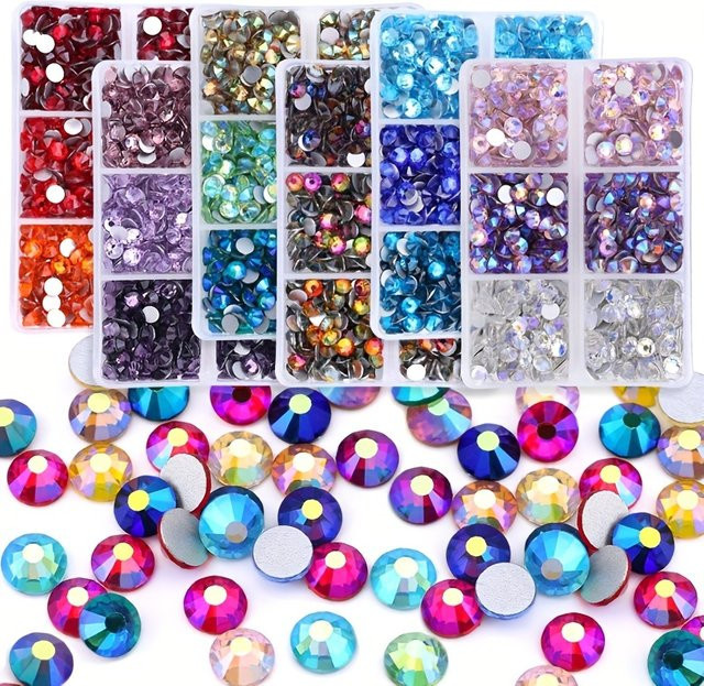 Swagpick Nail Art Strass, runde Kristall Flatback Edelsteine, glänzend - Bild 1